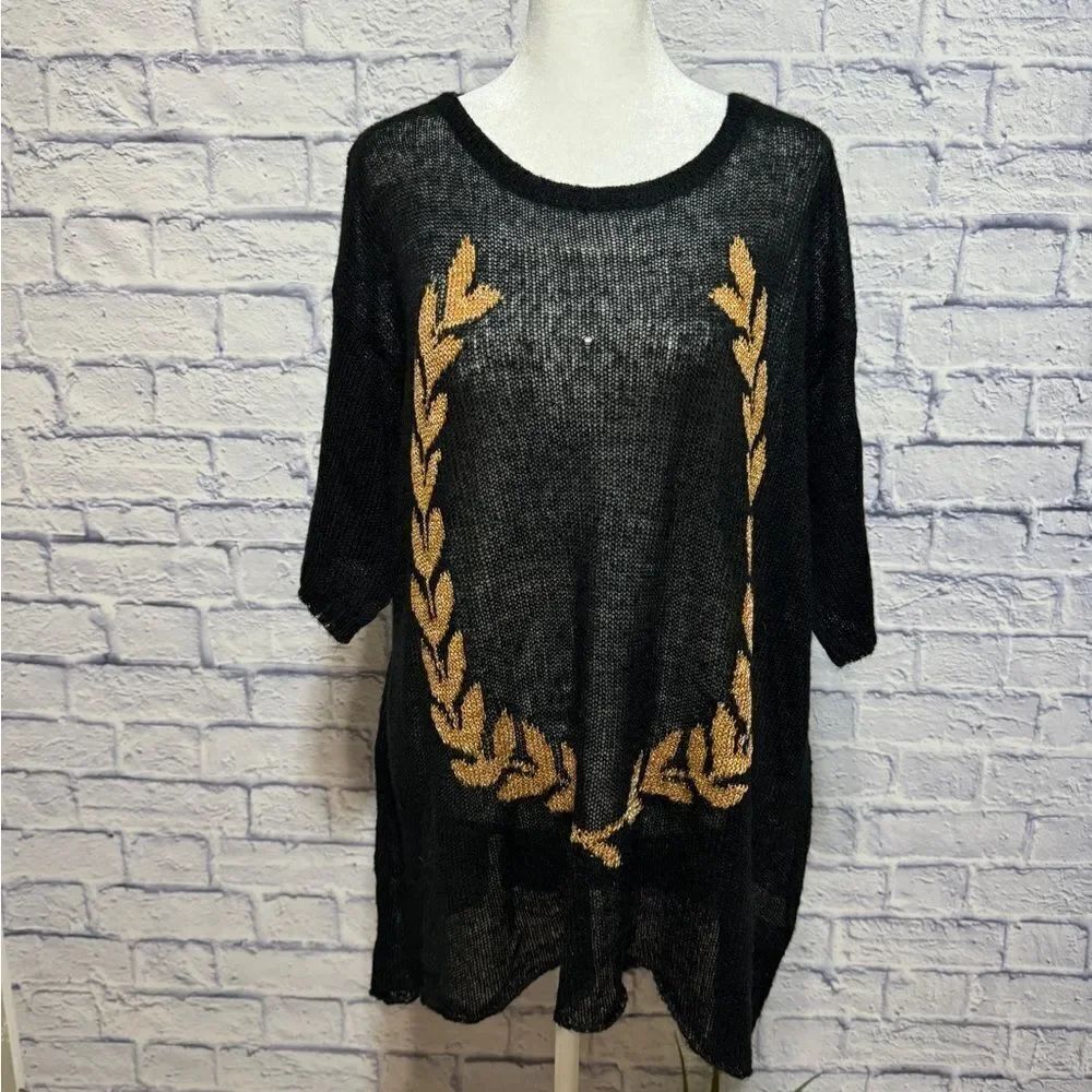 Rare wild fox white label laurel leaf sheer sweater with flaws